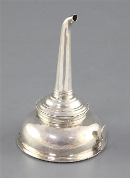A George III silver wine funnel by Hester Bateman, 73 grams.